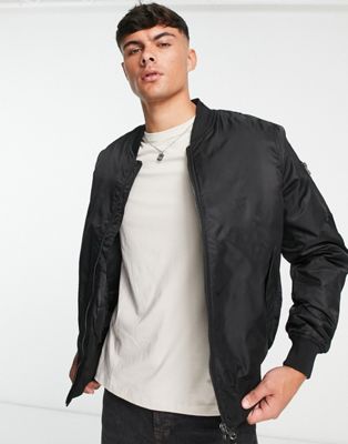 Pull&Bear padded bomber jacket in black - ASOS Price Checker