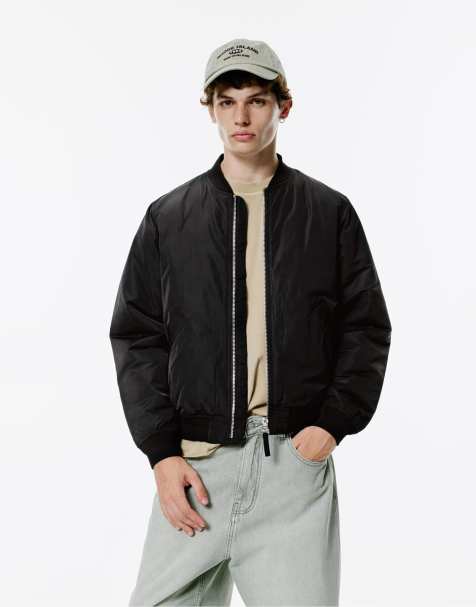 Pull&Bear Padded bomber jacket in black - view 1