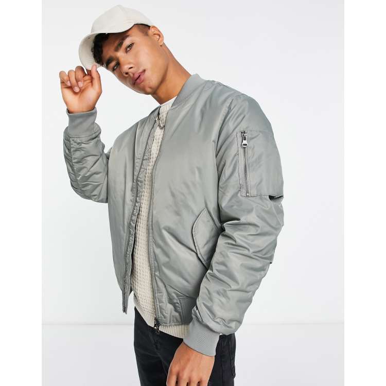 Pull&Bear padded bomber jacket in purple