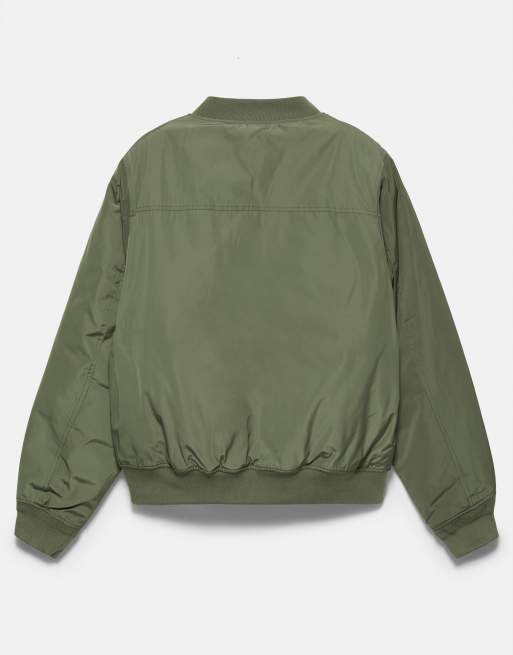 Pull&Bear Padded bomber jacket in khaki, 7 of 7