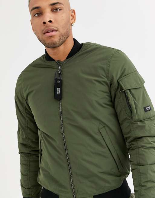 Pull&Bear padded bomber in khaki ASOS