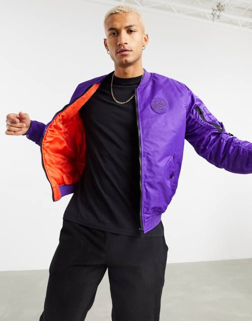 Pull&Bear padded bomber jacket in purple