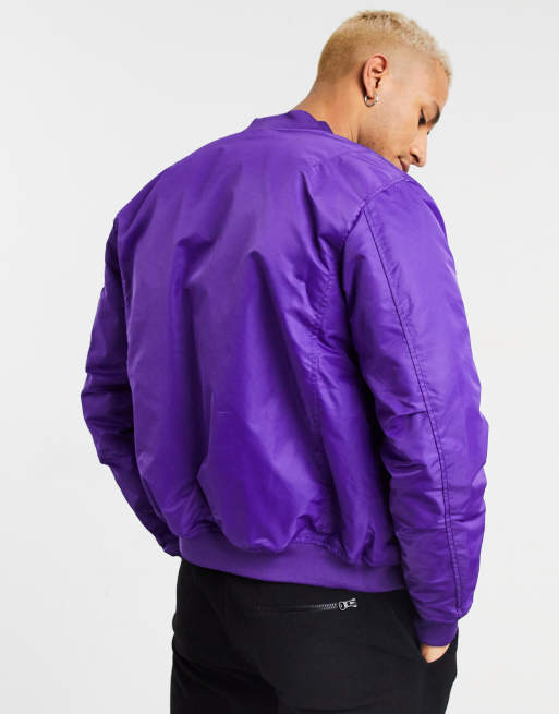 Pull Bear padded bomber jacket in purple