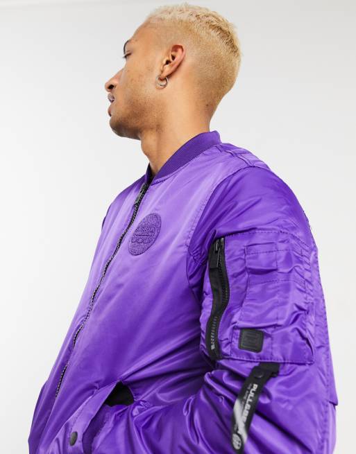 Pull Bear padded bomber jacket in purple