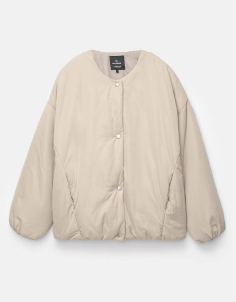 Pull&Bear Padded bomber jacket with volume in pale grey - view 1