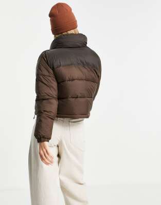 pull&bear padded puffer jacket in brown