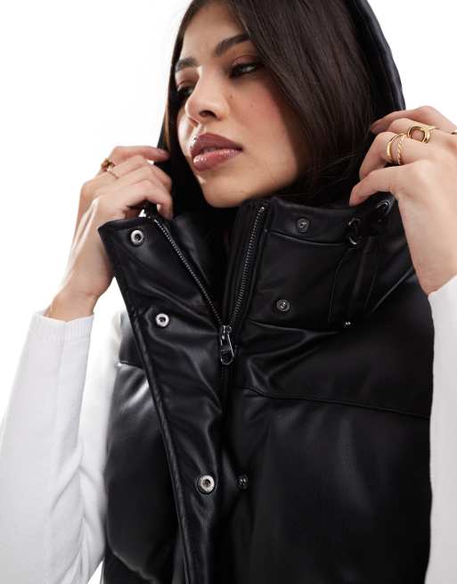 Padded leather vest best sale