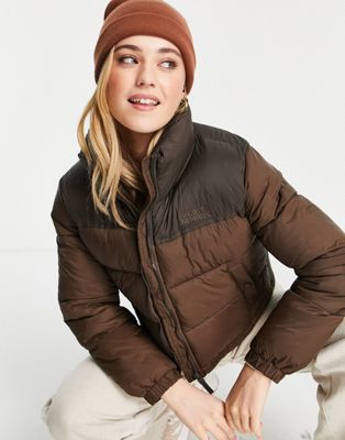 Pull&bear padded coat in contrast brown