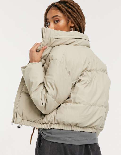 Pullu0026Bear padded puffer coat in beige | ASOS