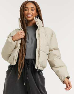 pull and bear beige puffer jacket