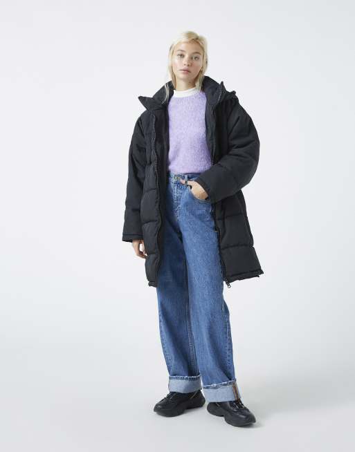 pull&bear padded puffer jacket in ecru