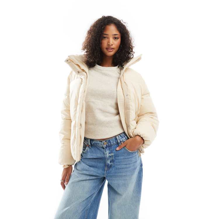 Pull Bear padded puffer jacket in ecru ASOS