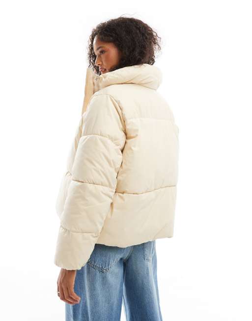 Pull&Bear padded puffer jacket in ecru