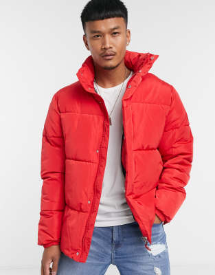 red puffer jacket pull and bear