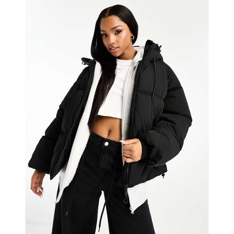 Puffer jacket with hood - pull&bear