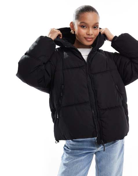 Ladies black bubble coat deals