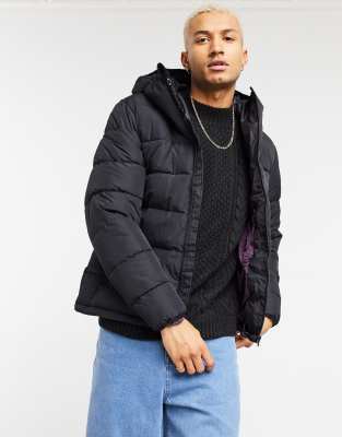 Pull&bear puffer shop jacket in black