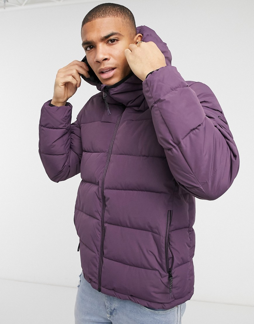 Pull & Bear padded puffer jacket with hood in purple