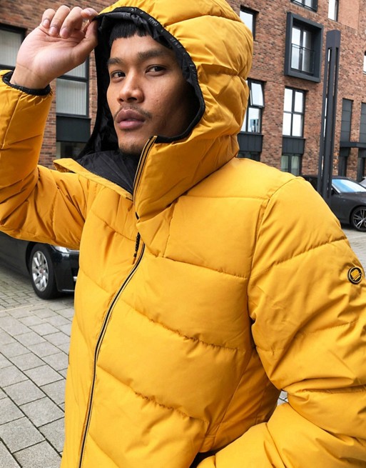 Pull&Bear padded puffer jacket with hood in yellow