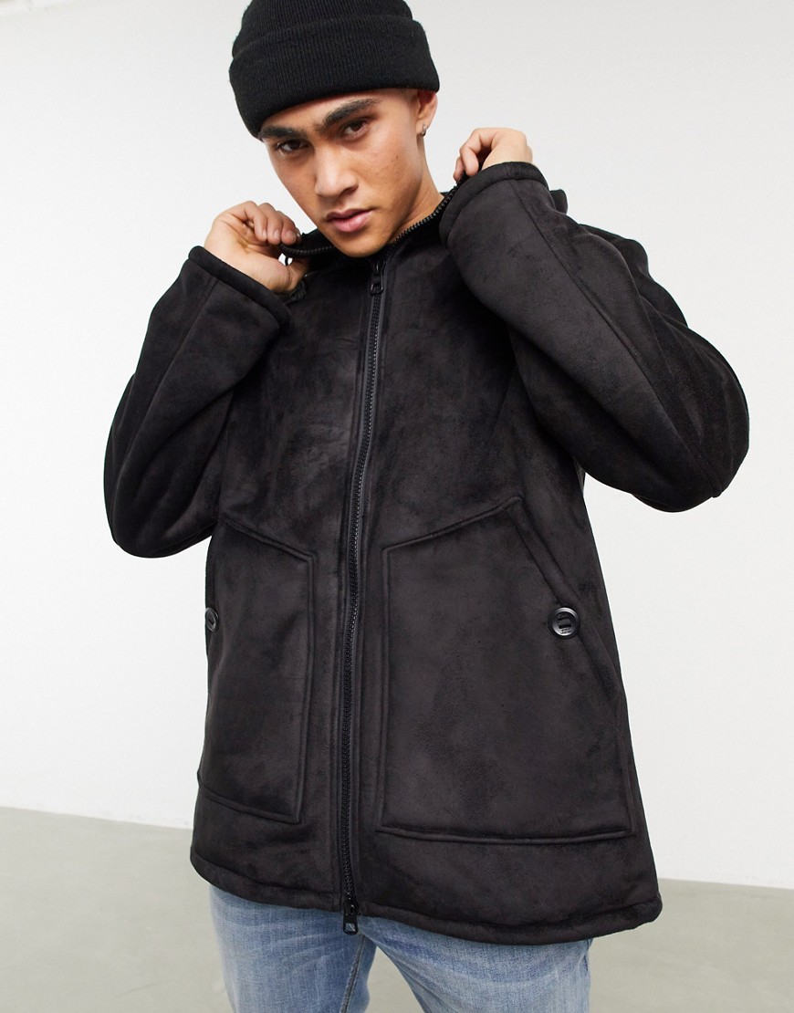 Pull & Bear padded pullover jacket in black