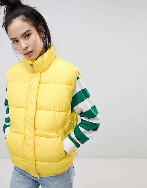Pull&bear padded vest in yellow