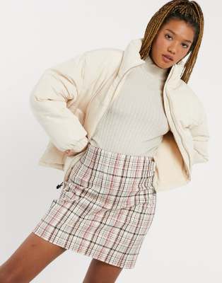 pull&bear padded puffer jacket in ecru