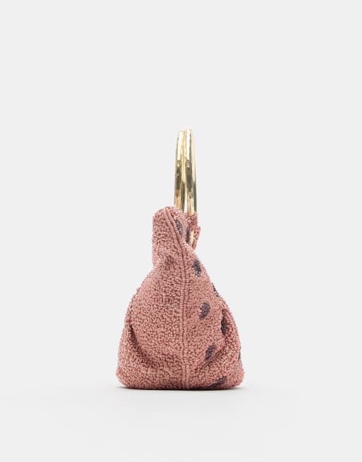 Pull&Bear – Pailletten-Tasche in Rosa mit Punktemuster, 4 von 4