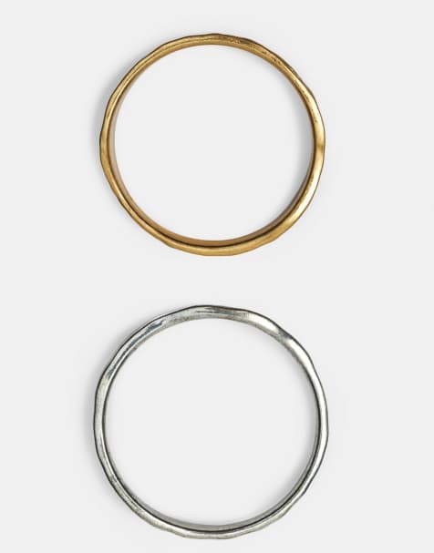 Pull&Bear - Pakke med 2 guldfarvede teksturerede armbånd - view 1