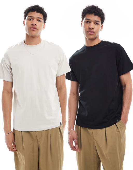 Pull&Bear - Pakke med 2 T-shirts i sort og beige