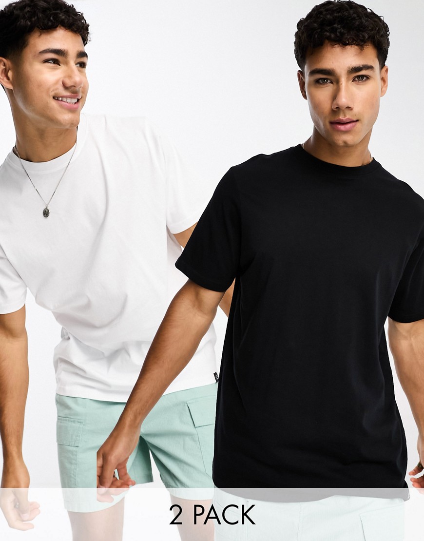 pull & bear - pakke med 2 t-shirts i sort og hvid i regular fit-multifarvet
