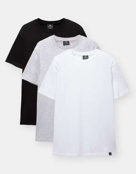 Pull&Bear - Pakke med 3 grå basis-T-shirts i Regular Fit - view 1