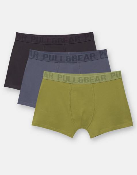 Pull&Bear - Pakke med 3 par boksershorts med logo-taljebånd med ternet tekstur - view 1