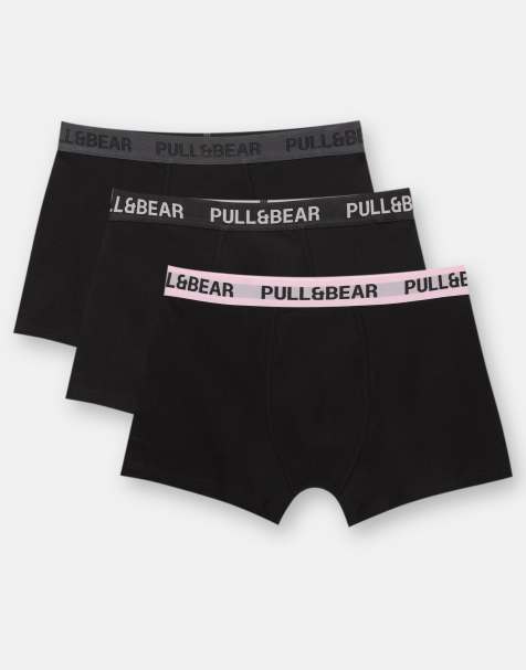 Pull&Bear - Pakke med 3 par boksershorts med lyserødt logo-taljebånd - view 1