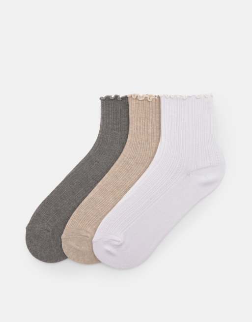 Pull&Bear - Pakke med 3 par hvide sokker