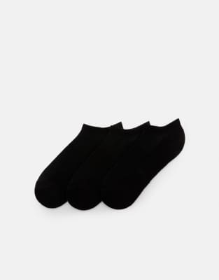 Pull&Bear - Pakke med 3 par sorte korte sokker - view 1
