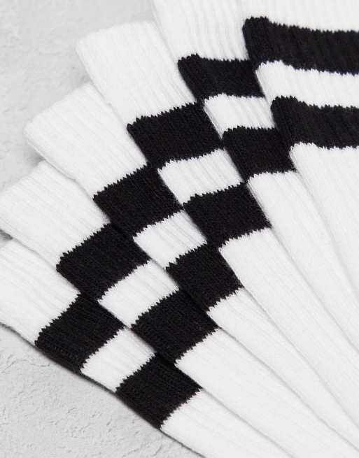 Pull&Bear - Pakke med 3 par sportssokker i hvid med sorte striber, 3 af 4