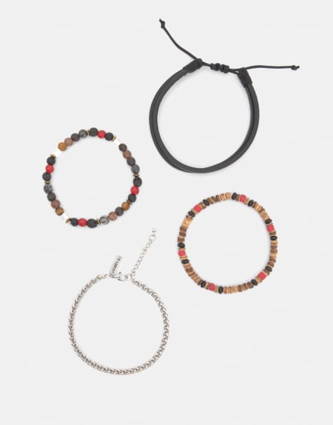 Pull&Bear - Pakke med 4 armbånd med perler i forskelligt design - view 1