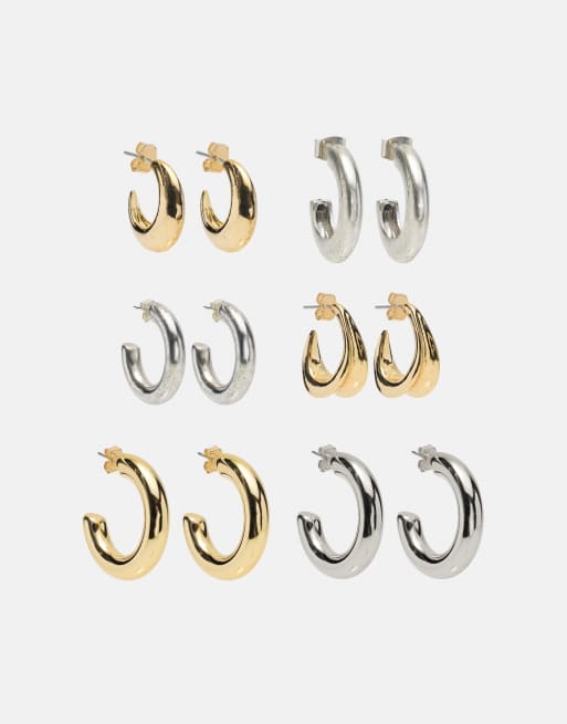 Pull&Bear pakke med 6 hoop-øreringe i guld, 2 af 4