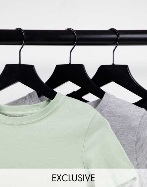 Pull&Bear - Pakke med T-shirts i sort/grå/kaki - Kun hos ASOS