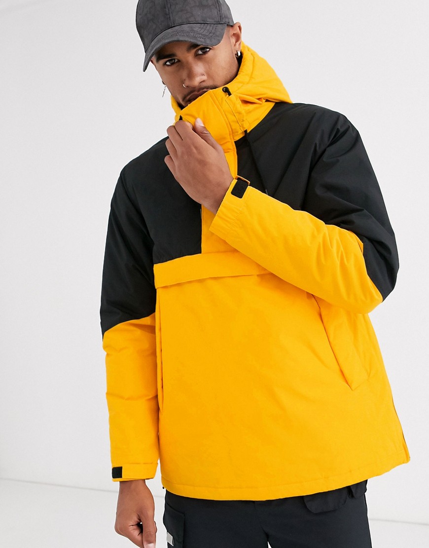 Pull & Bear Paneled overhead jacket in yellow/black