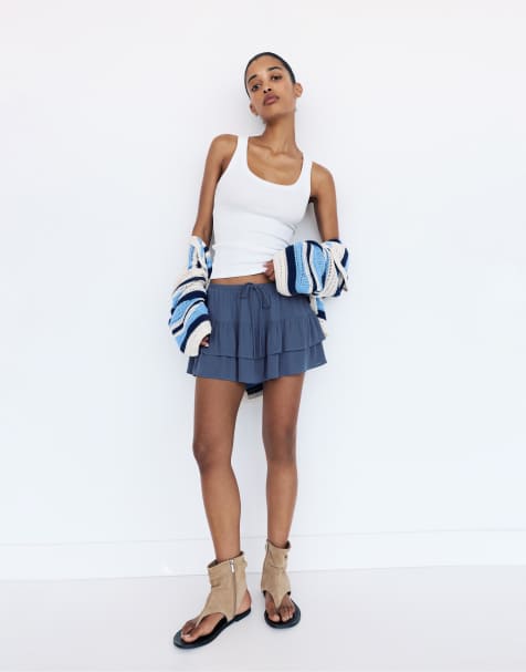 Pull&Bear Panelled skort in blue - view 1