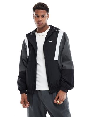 Pull&Bear panelled track jacket in black