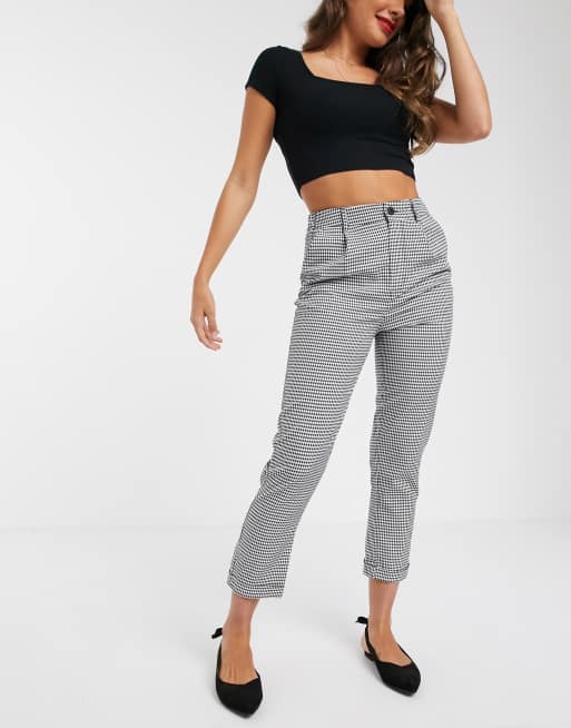 Pull Bear Pantalon carreaux Noir et blanc ASOS