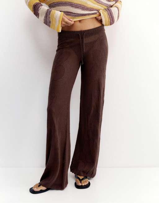 Pull&Bear - Pantalon à fleurs découpées - Marron, 2 de 7