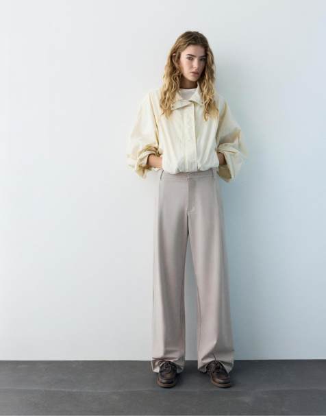 Pull&Bear - Pantalon à pinces ajusté - Beige - view 1