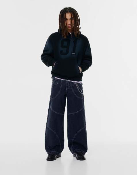 Pull&Bear - Pantalon ample à empiècements - Bleu - view 1