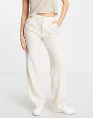 Pull&Bear - Pantalon ample à taille mi-haute - Blanc cassé