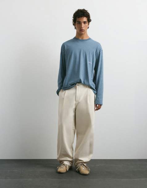 Pull&Bear pantalon baggy à pinces écru - view 1
