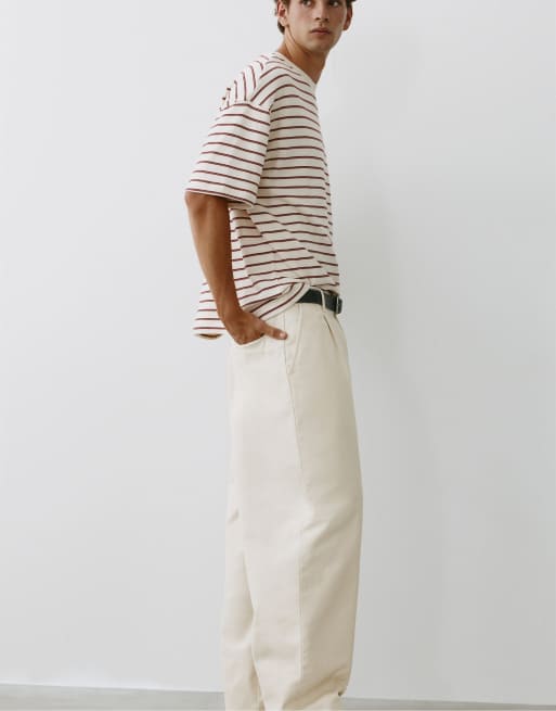 Pull&Bear pantalon baggy à pinces écru, 5 de 7