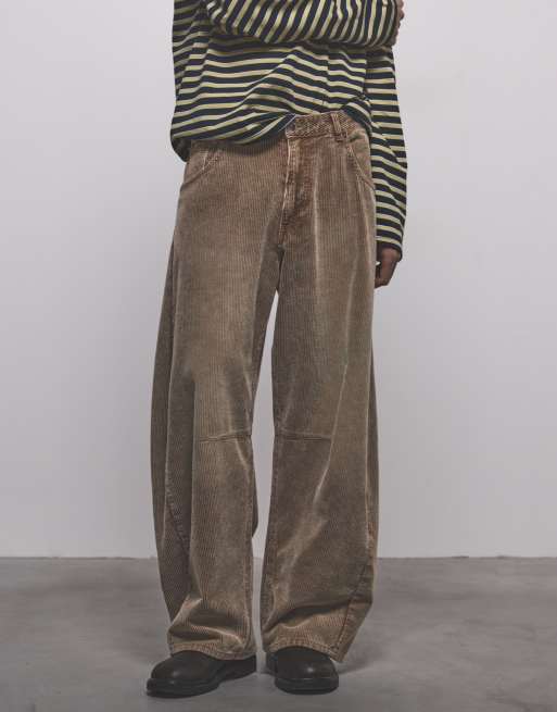 Pull&Bear pantalon barrel en velours côtelé gris, 3 de 6